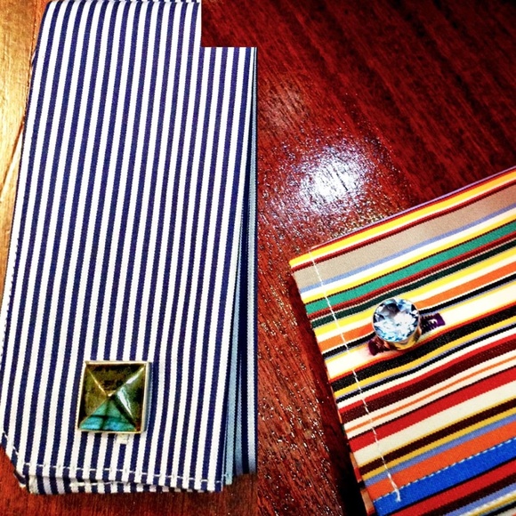 NEW - Handcrafted. .925 Sterling Silver Labradorite and Blue Topaz Cufflinks - Picture 5 of 6